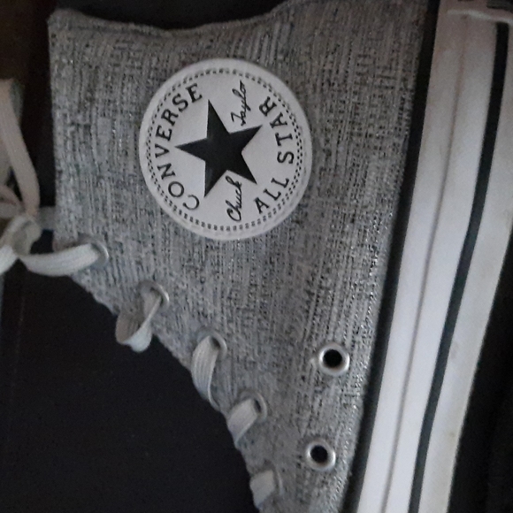 Converse Chuck Taylor All Star Grey & Glitter Fabric High Top Sneakers Size 6.5 - Picture 9 of 15